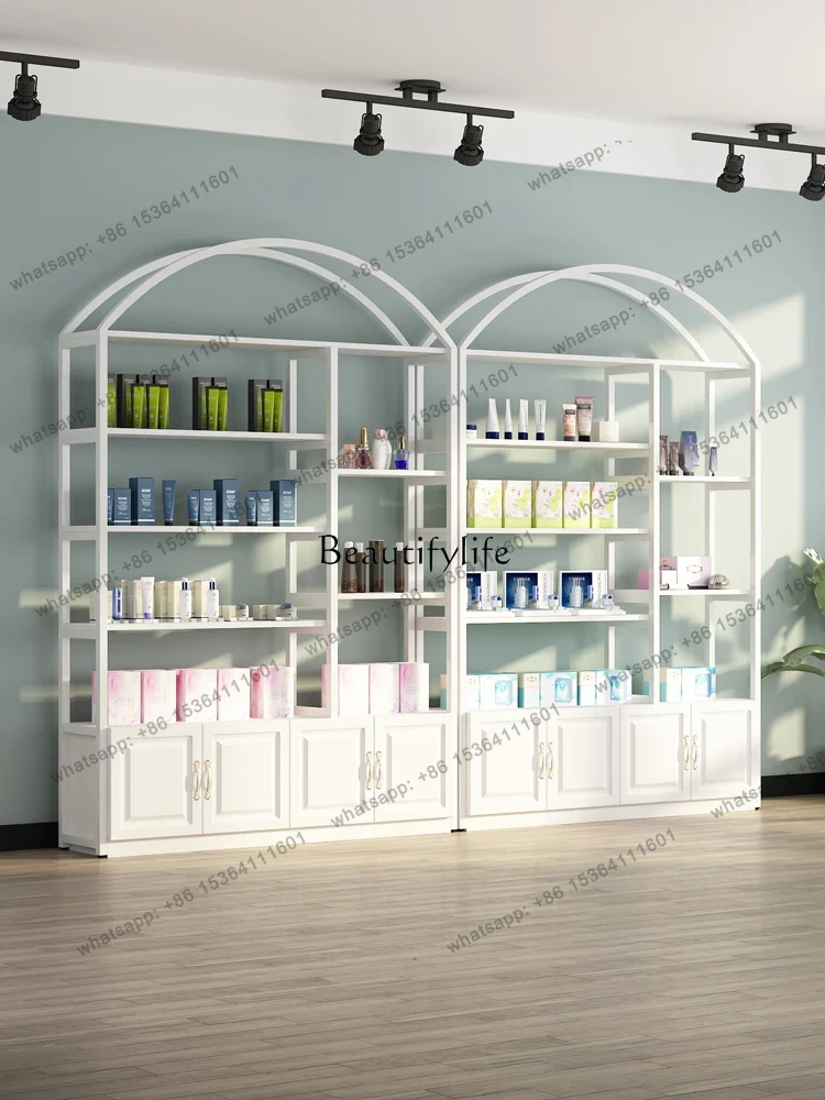 Luxury Skincare Organic - ชั้นวางโชว์สินค้าหรูหรา X4 สำหรับร้านเสริมสวย ตู้โชว์ผลิตภัณฑ์ดูแลผิว ชั้นวางหลายชั้น