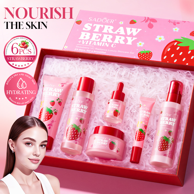 Luxury Skincare Gifts - ชุดผลิตภัณฑ์บำรุงผิวหน้า 6 ชิ้น สตรอว์เบอร์รี วีซี ไบรท์เทนนิ่ง