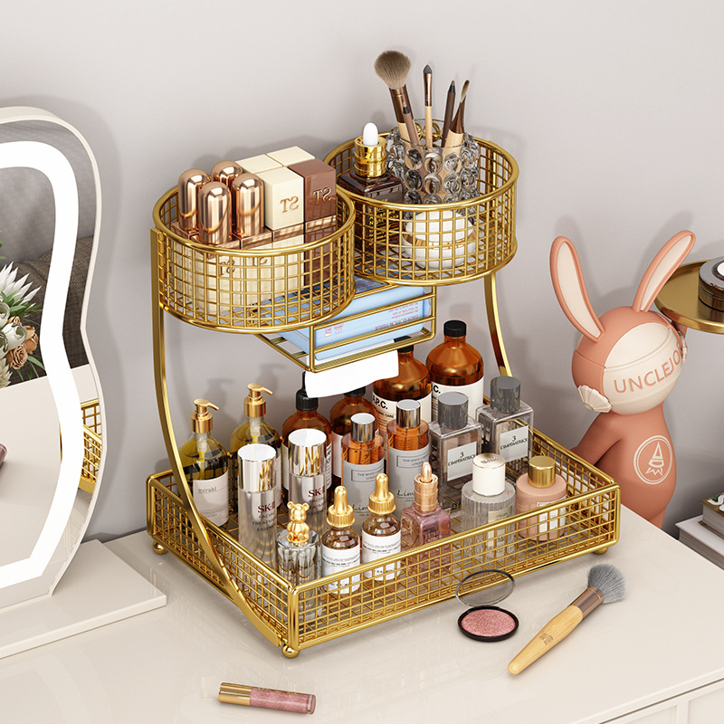 Luxury Skincare Gifts - กล่องจัดระเบียบเครื่องสำอางหรูหราสำหรับโต๊ะเครื่องแป้ง ที่เก็บผลิตภัณฑ์ดูแลผิว ชั้นวางของอเนกประสงค์ ของขวัญที่ใช้งานได้จริงสำหรับห้องน้ำ ห้องนอน และโต๊ะเครื่องแป้ง