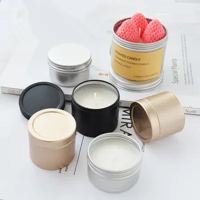 Luxury Skincare Samples - ขวดเทียนหอมหรูหราพร้อมฝาปิด บรรจุภัณฑ์ทรงกลมสำหรับเทียน กล่องเก็บของเปล่าสำหรับทำสบู่ ครีมบำรุงผิว ตัวอย่างผลิตภัณฑ์ความงาม