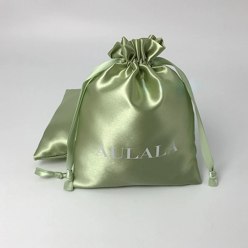 Luxury Skincare Samples - ถุงผ้าซาตินพิมพ์โลโก้ตามสั่ง สำหรับบรรจุภัณฑ์เครื่องประดับ ถุงผ้าไหมรูดเชือก ใส่ขนม ของขวัญ เครื่องสำอาง