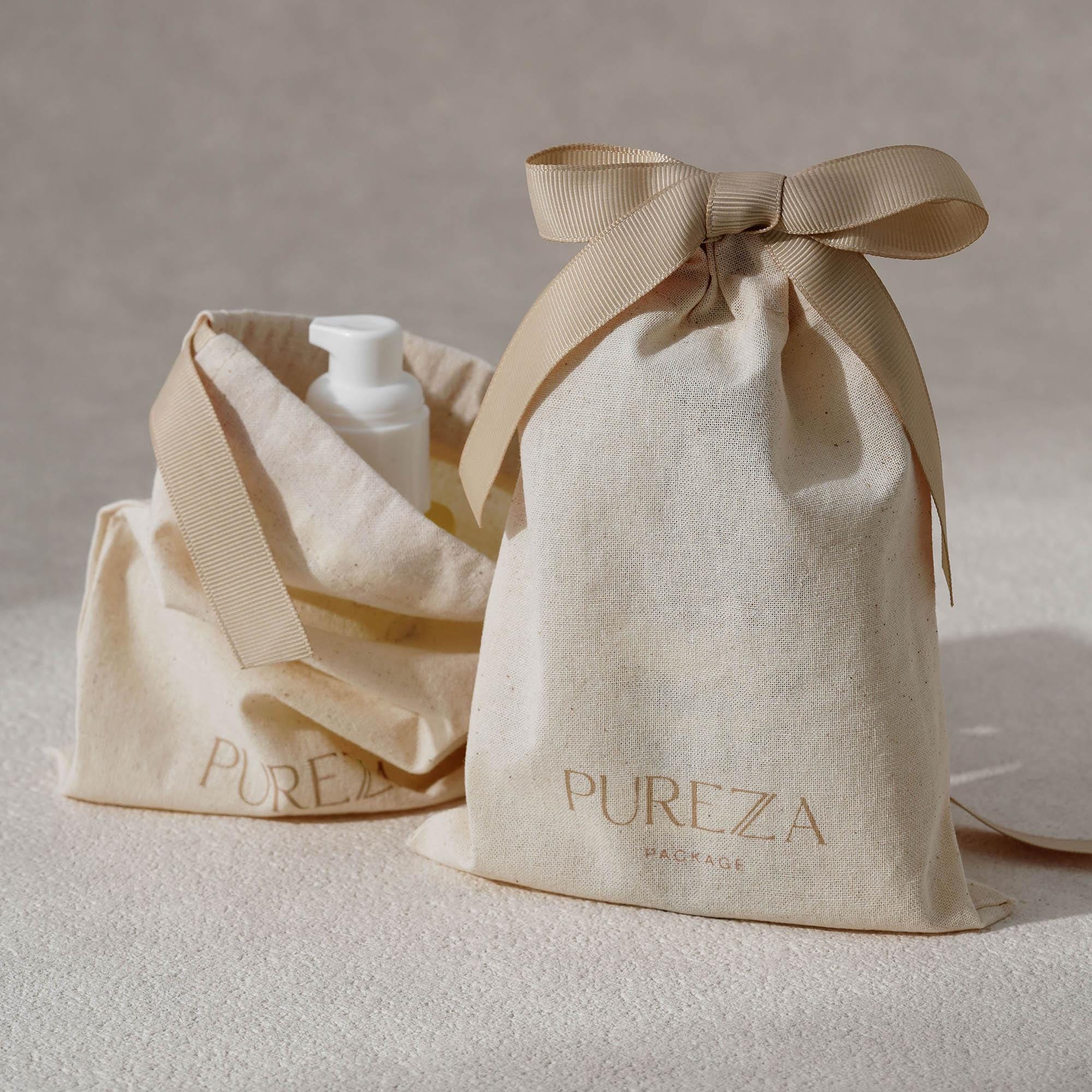 Luxury Skincare Gifts - ถุงผ้าฝ้ายธรรมชาติแบบปรับแต่งได้ พร้อมเชือกผูก เป็นมิตรกับสิ่งแวดล้อม บรรจุภัณฑ์ของขวัญสุดหรู สำหรับผลิตภัณฑ์ดูแลผิว ของชำร่วยงานแต่งงาน