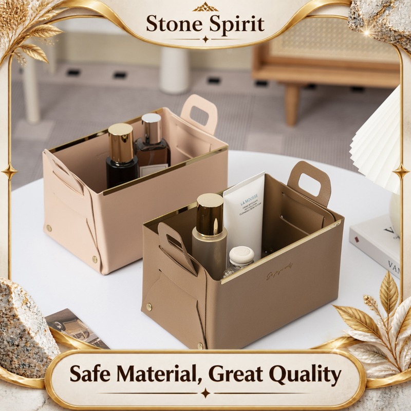 Luxury Skincare Organic - กล่องเก็บของหนัง, กล่องจัดระเบียบเครื่องสำอาง เครื่องประดับ ผลิตภัณฑ์ดูแลผิวสุดหรู, ถาดอเนกประสงค์สำหรับวางของหน้าประตู, ของขวัญตกแต่งบ้าน