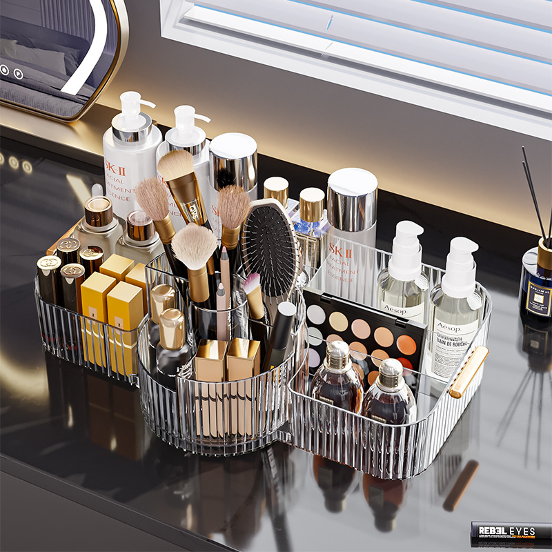 Luxury Skincare Samples - ใหม่ 360 ° ที่เก็บแปรงแต่งหน้าแบบหมุนได้ กล่องเก็บเครื่องสำอางสุดหรู กล่องจัดระเบียบเครื่องสำอาง